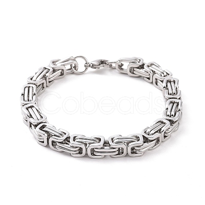 Tarnish Resistant 201 Stainless Steel Byzantine Chain Bracelets for Mens BJEW-V0345-01-1