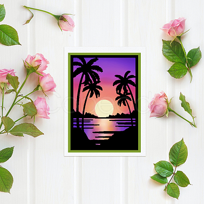 Coconut Tree Theme Carbon Steel Cutting Dies Stencils DIY-WH0309-1313-1