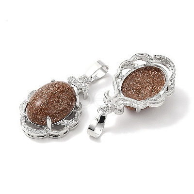 Synthetic Goldstone Oval Pendants G-NH0025-15P-02-1