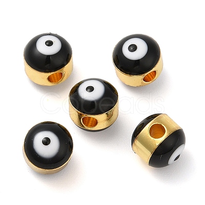 Brass Enamel Beads KK-E048-02G-04-1