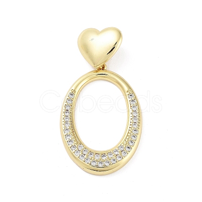 Rack Plating Brass Micro Pave Clear Cubic Zirconia Pendants KK-H474-19G-01-1