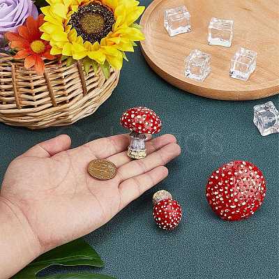 Resin Miniature Luminous Mushroom Ornaments AJEW-WH0326-72-1