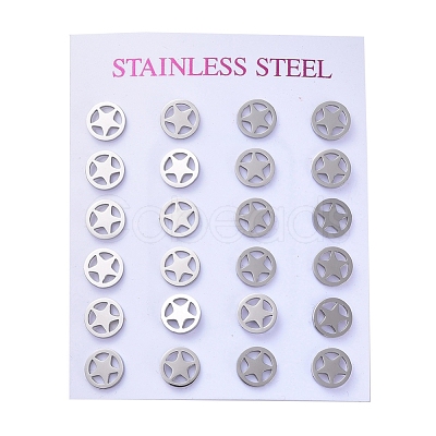 Tarnish Resistant 304 Stainless Steel Pentacle Stud Earrings EJEW-H368-27P-1