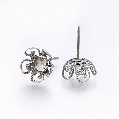 Non-Tarnish 201 Stainless Steel Stud Earring Settings STAS-I095-12P-1