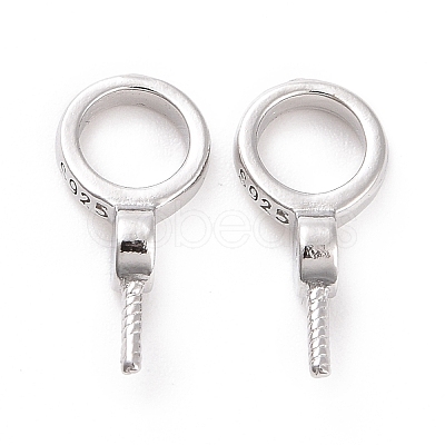 Anti-Tarnish Rhodium Plated 925 Sterling Silver Screw Eye Peg Bails STER-D035-46P-1