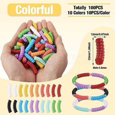 Pandahall 100Pcs 10 Colors Opaque Acrylic Beads OACR-TA0001-22-1