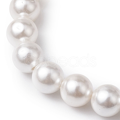 8mm Round Shell Pearl Beaded Stretch Bracelets BJEW-JB10338-1