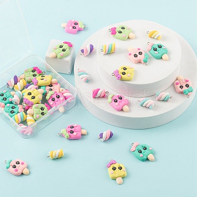 40Pcs 10 Style Handmade Polymer Clay Charms CLAY-LS0001-13-1