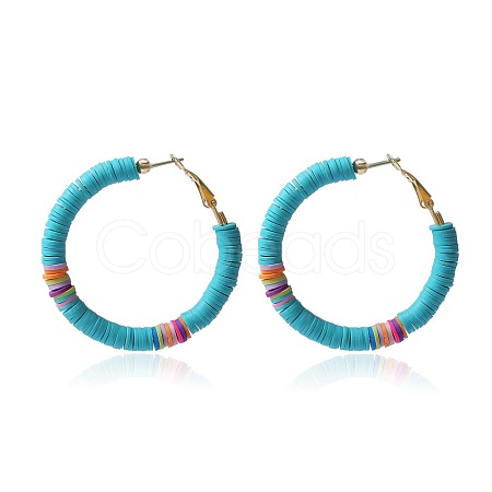 Bohemia Style Colorful Clay Beads Hoop Earrings JQ3310-3-1