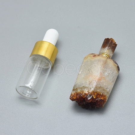 Natural Citrine Openable Perfume Bottle Pendants G-E556-13B-1