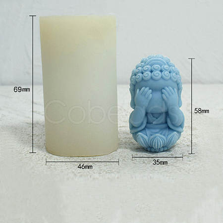 3D Buddha Statue DIY Food Grade Silicone Candle Molds PW-WG37959-04-1