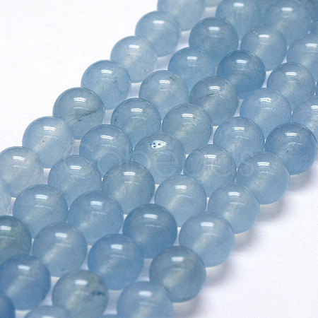 Natural White Jade Imitation Aquamarine Beads Strands G-F381-8mm-1