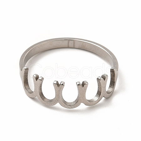 304 Stainless Steel Horseshoe Finger Ring for Women RJEW-K239-08P-1
