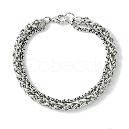 Alloy Wheat Chain & Box Chain Bracelets for Women Men BJEW-C069-01B-P-1