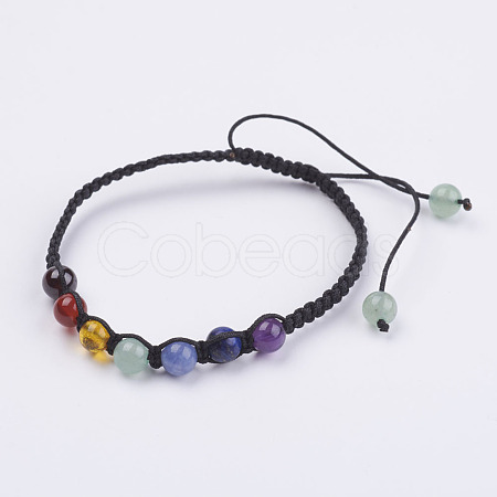 Natural Gemstone Beads Braided Bracelets X-BJEW-JB02949-1