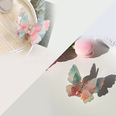 Double Layered Butterfly Acrylic Claw Hair Clips PW-WG6EC97-01-1