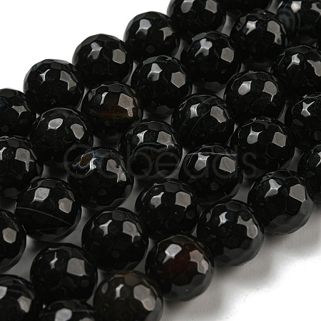 Natural Black Agate Round Beads Strand G-L084-10mm-28-1