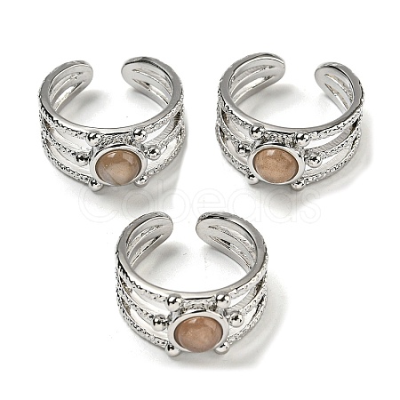 Natural Sunstone Adjustable Rings RJEW-K269-10P-02-1