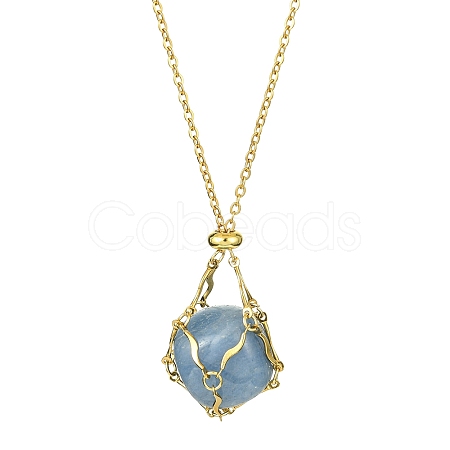 Crystal Cage Holder Necklace NJEW-JN04606-02-1