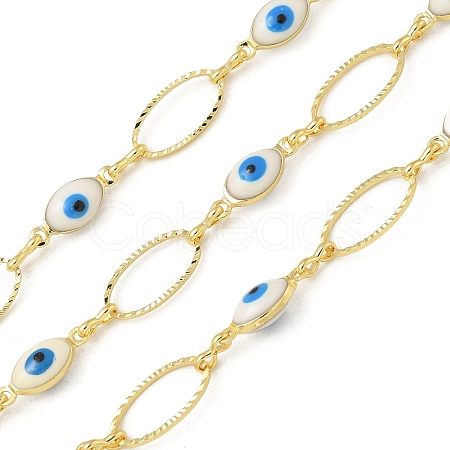 Rack Plating Brass Enamel Link Chains CHC-P012-11G-06-1