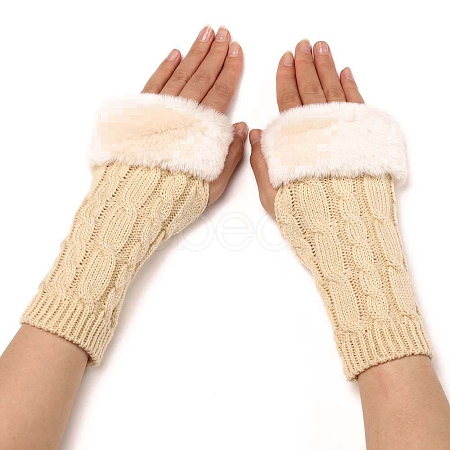 Acrylic Fibers Knitting Fingerless Gloves PW-WG53A2A-05-1