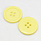 Resin Buttons, Dyed, Flat Round, Yellow, 20x3mm, Hole: 2mm, 195pcs/bag