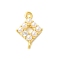 Rack Plating Brass Clear Cubic Zirconia Connector Charms, ABS Imitation Pearl Links, Real 18K Gold Plated, Long-Lasting Plated, Lead Free & Cadmium Free, Rhombus, 14x9.5x3.5mm, Hole: 1.2mm