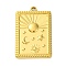 Ion Plating(IP) 304 Stainless Steel Pendants, Rectangle with Sun & Star & Moon Charm, Real 18K Gold Plated, 27.5x18x2mm, Hole: 1.6mm