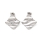 Non-Tarnish 304 Stainless Steel Stud Earrings for Women, Rhombus, 24.5x25mm