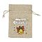 Christmas Printed Burlap Packing Pouches Drawstring Bags, Rectangle, Tan, Christmas Bell, 14x10x0.01cm