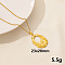 304 Stainless Steel Hollow Round Pendant Necklaces, Cable Chain Necklaces