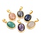 Natural Mixed Gemstone Pendants, with Golden Brass Findings, Oval, 21.5x14x6mm, Hole: 7x4mm