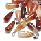 Dyed Natural Carnelian Pendants, with Stainless Steel Snap On Bails, Teardrop, 28~30x10~12mm, Hole: 6x4mm