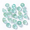 Transparent Spray Painted Glass Beads, with Glitter Powder, Lotus Pod, Pale Turquoise, 11x10.5x8mm, Hole: 1mm