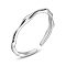 SHEGRACE Rhodium Plated 925 Sterling Silver Cuff Rings, Open Rings, Platinum, Size 7, 17mm