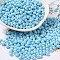 6/0 Opaque Baking Paint Glass Seed Beads, Teardrop, Sky Blue, 4.5~5x4x3~3.5mm, Hole: 0.9mm, about 5625Pcs/Pound