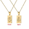 12 Constellation Stainless Steel Tarot Card Engraved Pendant Cable Chain Necklaces, Golden, Pisces, 17.72 inch(45cm)