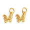 Alloy Charms, with Jmp Rings, Butterfly, Golden, 11x11x1.5mm, Hole: 4mm