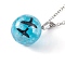 Resin Pendant Necklaces, Iron Cable Chains, Round with Sky and Bird, Platinum, 19.69 inch(50cm)