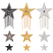 9Pcs 9 Style Star Hotfix Rhinestone, Costume Accessories, Sewing Craft Decoration, Mixed Color, 35~135x37~85x2.5mm, 1pc/style