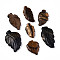 Natural Tiger Eye Gemstone Pendants, Leaf, Colorful, 20~36x13~23x5~7mm, Hole: 1mm