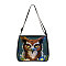 Owl Printed Polyester Shoulder Bags, for Women Bags, Rectangle, Dark Slate Gray, 28.5x24x7.5cm