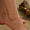 Real 18K Gold Plated Turquoise Beads Anklets, Rhombus Link Chain Anklets for Women