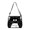 Cat Polyester Shoulder Bags, for Women Bags, Rectangle, Black, 30x25cm