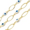 Rack Plating Brass Enamel Link Chains, Long-Lasting Plated, Unwelded, Real 18K Gold Plated, Oval, White, 13~13.5x5~7x0.8~4mm