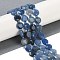 Natural Blue Aventurine Beads Strands, Faceted Pentagonal Cut, Flat Round, with Seed Beads, 10~10.5x5~6mm, Hole: 1mm, about 32~33pcs/strand, 15.75''(40cm)