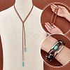   Imitation Leather Oval & Teardrop Finger Rings & Multi-strand Bracelet & Dangle Earrings & Lariat Necklace with Synthetic Turquoise SJEW-PH0001-12-3