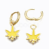 Brass Enamel Huggie Hoop Earrings EJEW-T014-28G-06-NF-3