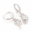 Brass Micro Pave Clear Cubic Zirconia Huggie Hoop Earrings X-EJEW-L234-66-4