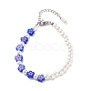 Plastic Imitation Pearl & Millefiori Glass Beaded Finger Ring Bracelet Necklace SJEW-JS01239-6